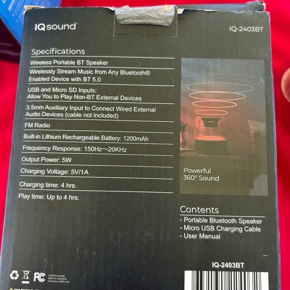 IQ Sound Black Portable Bluetooth Speaker with LED Display - Picture 3 of 5